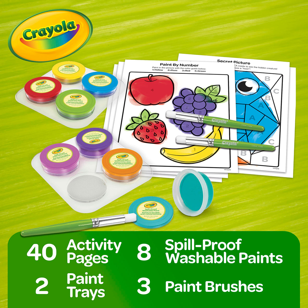 Crayola Spill Proof Paint Set (8ct), Washable Toddler Paint Kit