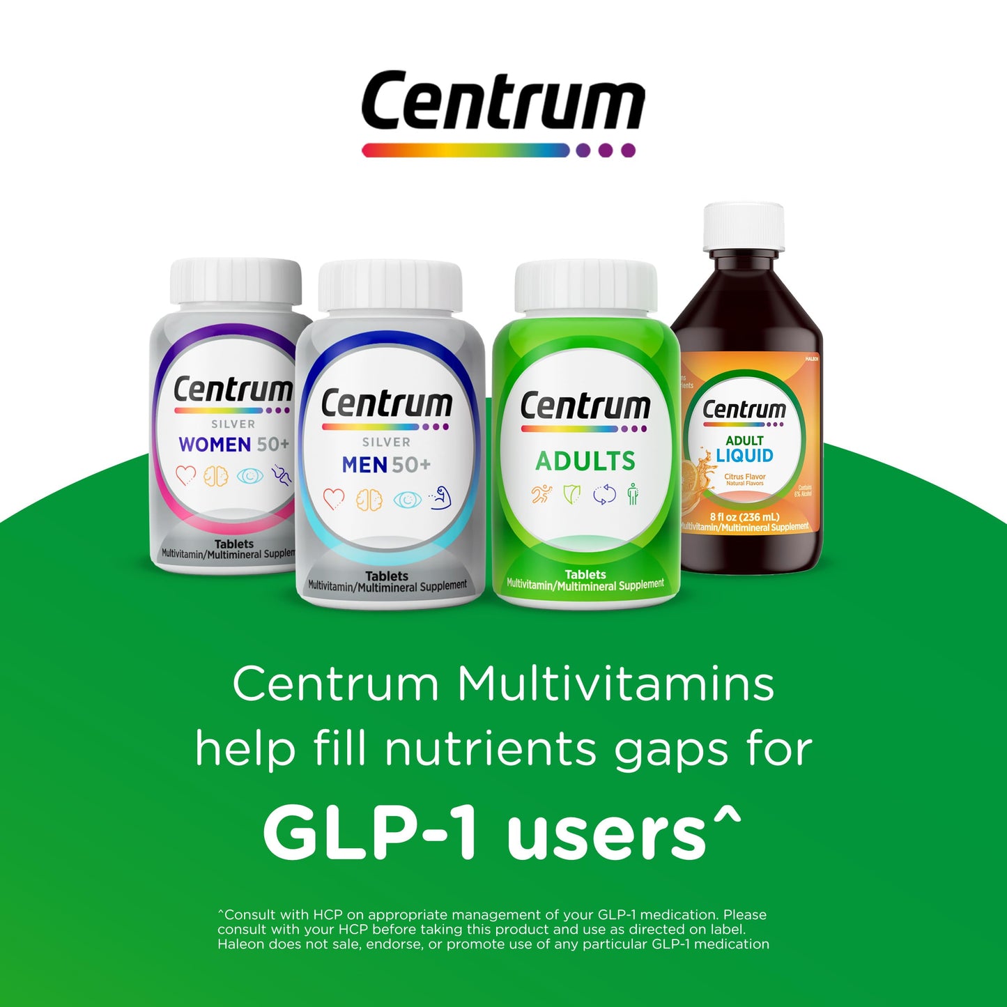 Centrum Silver Men's 50+ Multivitamin with Vitamin D3, B-Vitamins, Zinc for Memory and Cognition - 200 Tablets