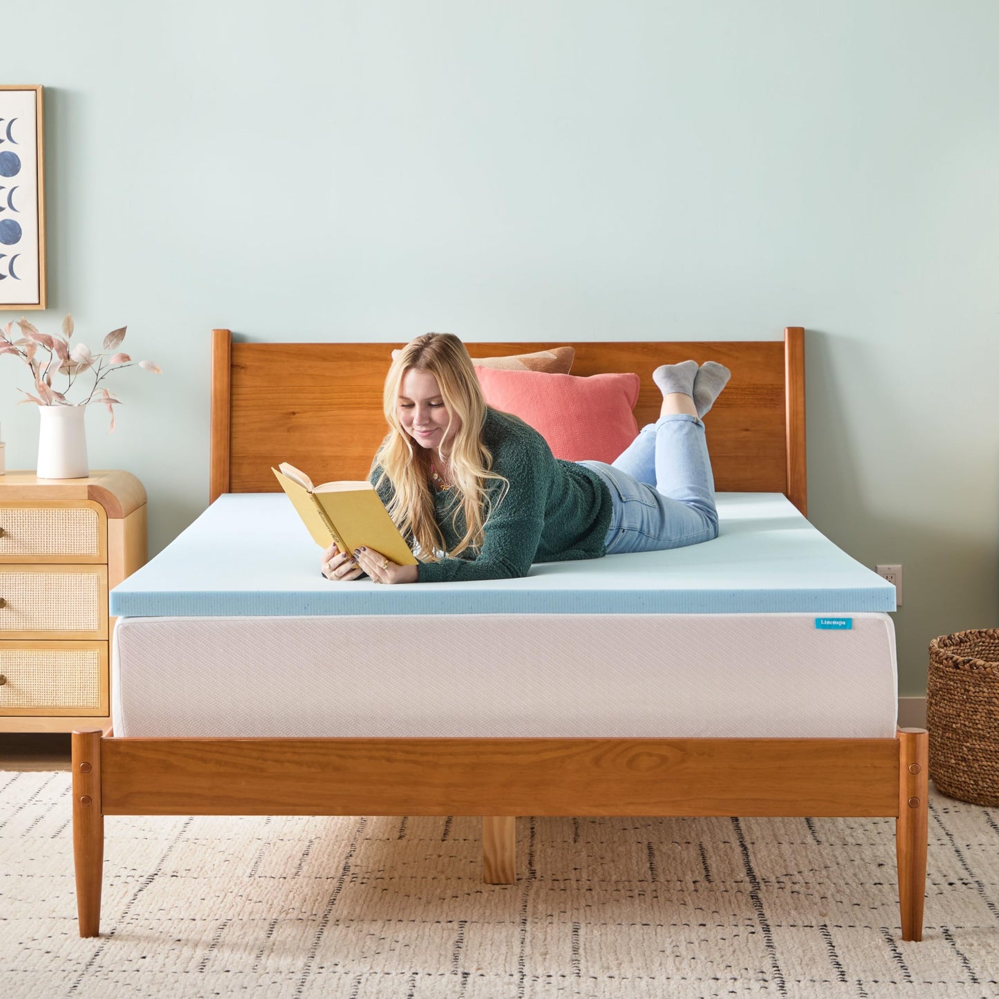 Linenspa Memory Foam Mattress Topper, Twin XL Size - 2 Inch Gel Infused Memory Foam - Plush Feel - Cooling and Pressure Relieving - CertiPUR Certified - Dorm Room Essentials