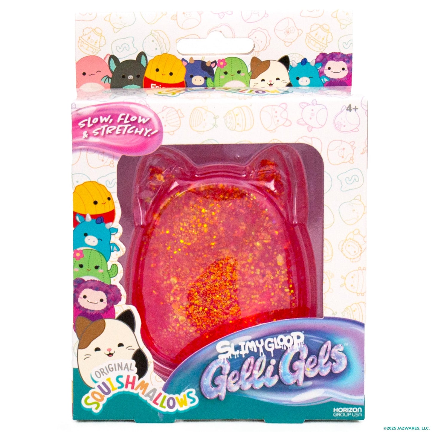 Original Squishmallows™ SLIMYGLOOP Pink Gelli Gels™, Slow Rising Sensory Squeeze Toy with Glitter, Gel Filled Fidget Toys