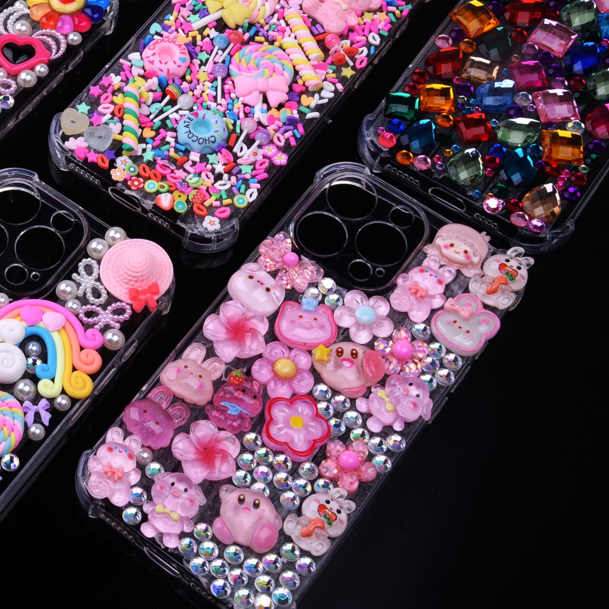 DIYCICO 3980 Pcs Junk Case Charms Kit for Phone Case,Slime Craft,Cute Nail Art Charms Pink