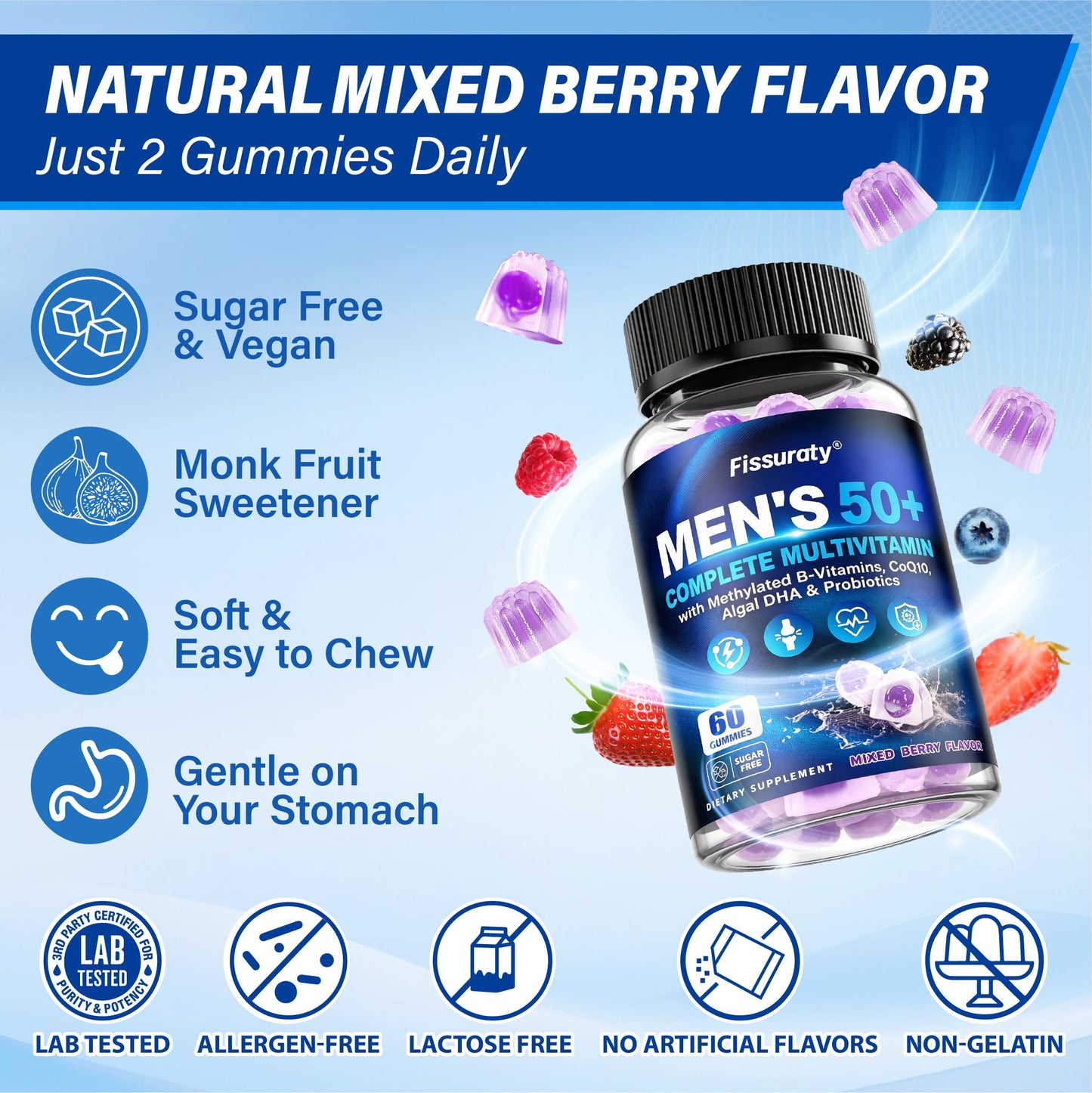 Multivitamin Gummies for Men 50+ - Sugar Free Methylated Multivitamin Gummy
