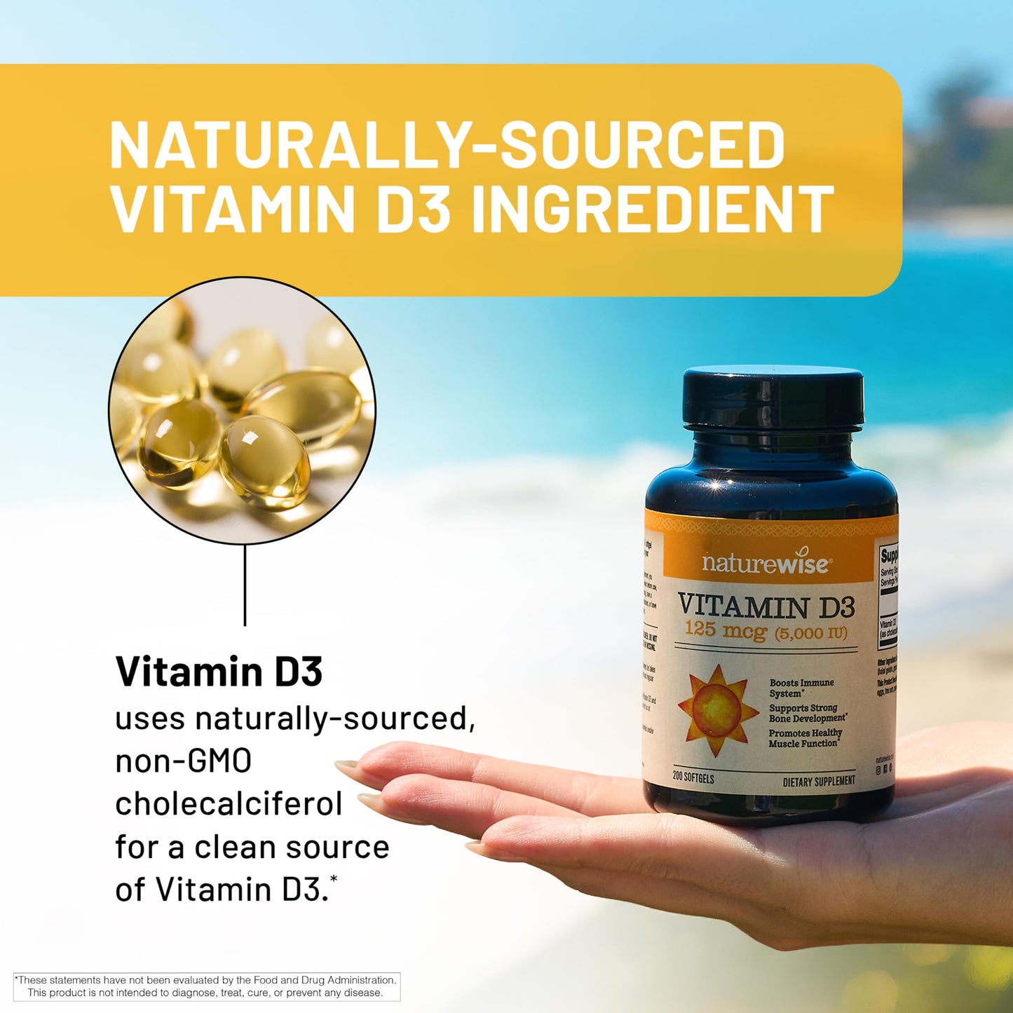 NatureWise Vitamin D3 5000IU Supplement, Immune Support, 360 Mini Softgels
