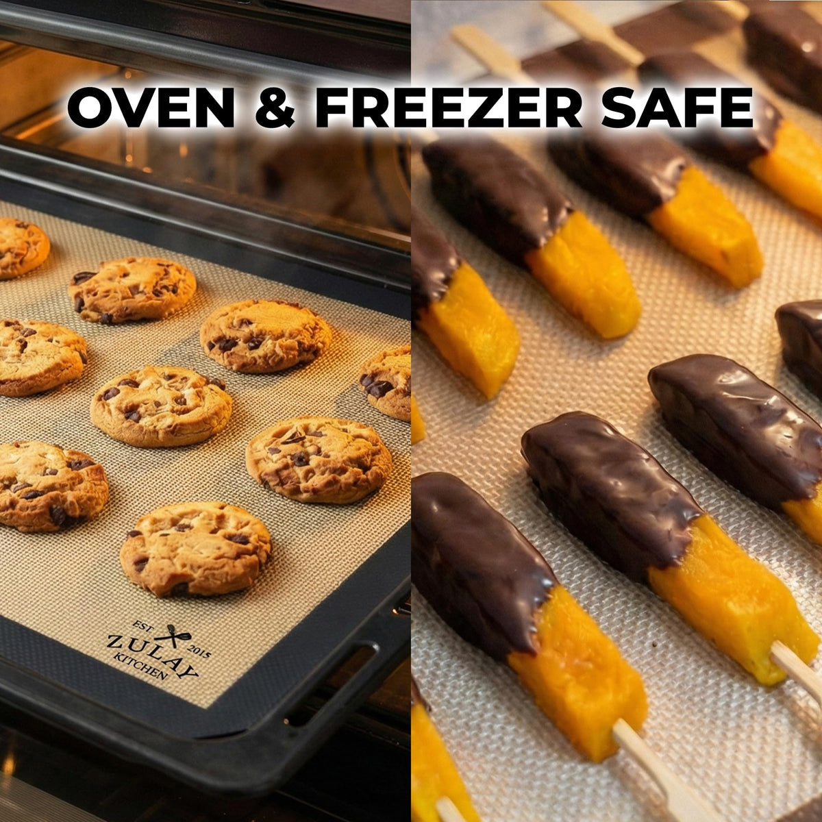 Zulay Kitchen Silicone Baking Mat 2 Pack – 16.5"×11.6" BPA-Free Reusable Baking Sheet, Heat Resistant 480°F – Non-Slip Border, Perfect for Cookies, Bread, Pastries & Oven Use - (Dark Gray)