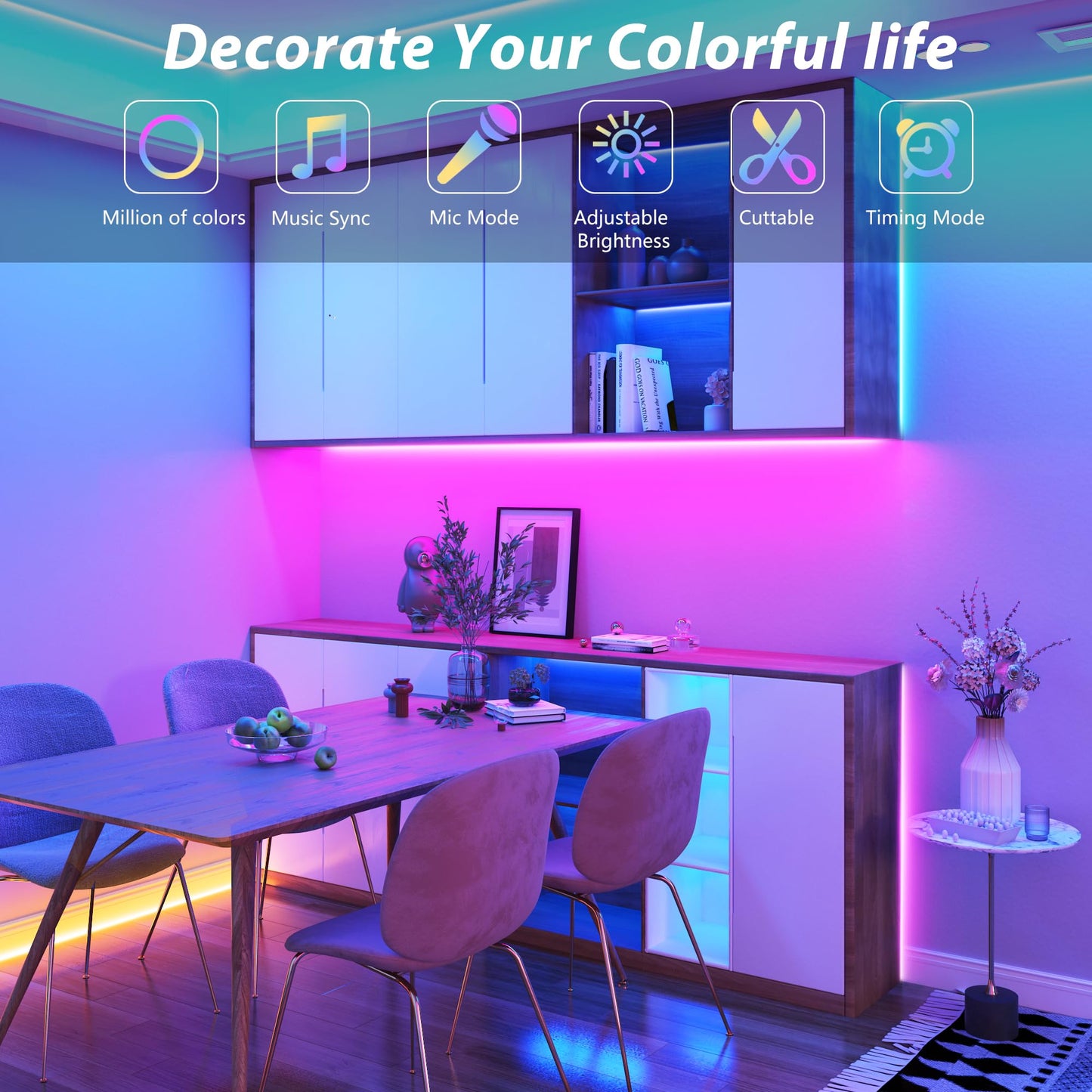 GANZQH 50FT RGB Led Lights for Bedroom with Remote & App Control Music Sync
