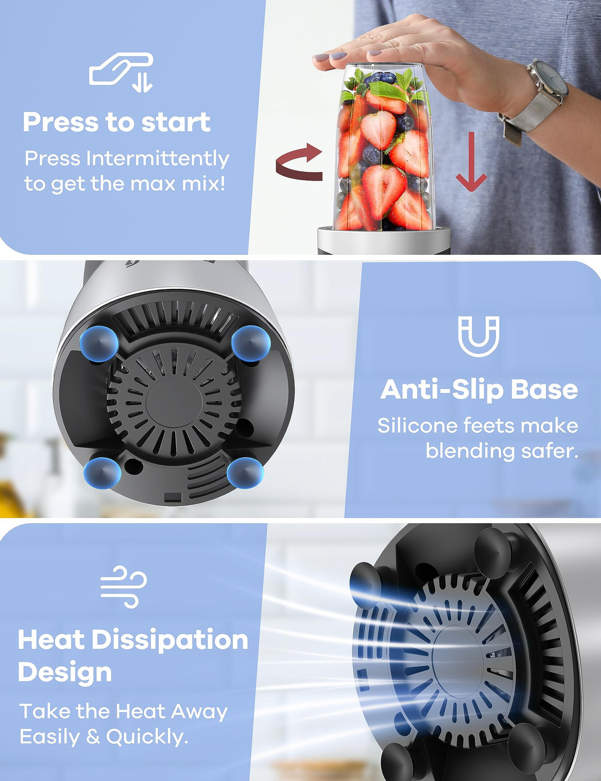 Ganiza Smoothie Blender, 900W Blenders Shakes and Smoothies