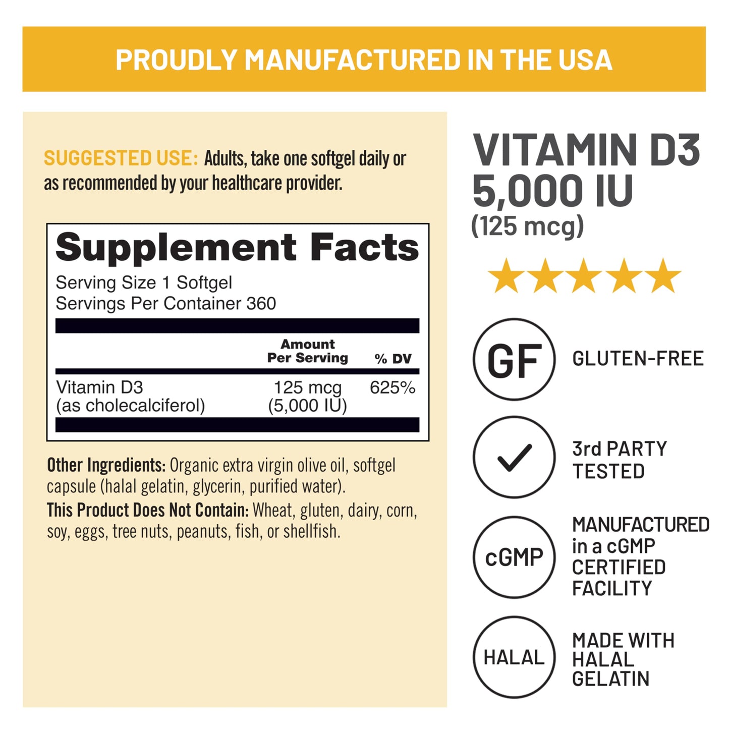 NatureWise Vitamin D3 5000IU Supplement, Immune Support, 360 Mini Softgels