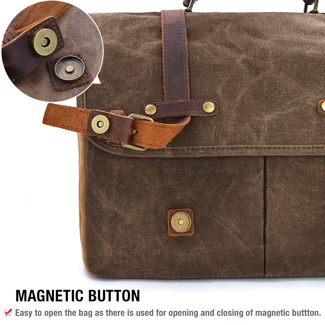NEWHEY Mens Messenger Bag 15.6 Inch Business Office Work Briefcase Brown