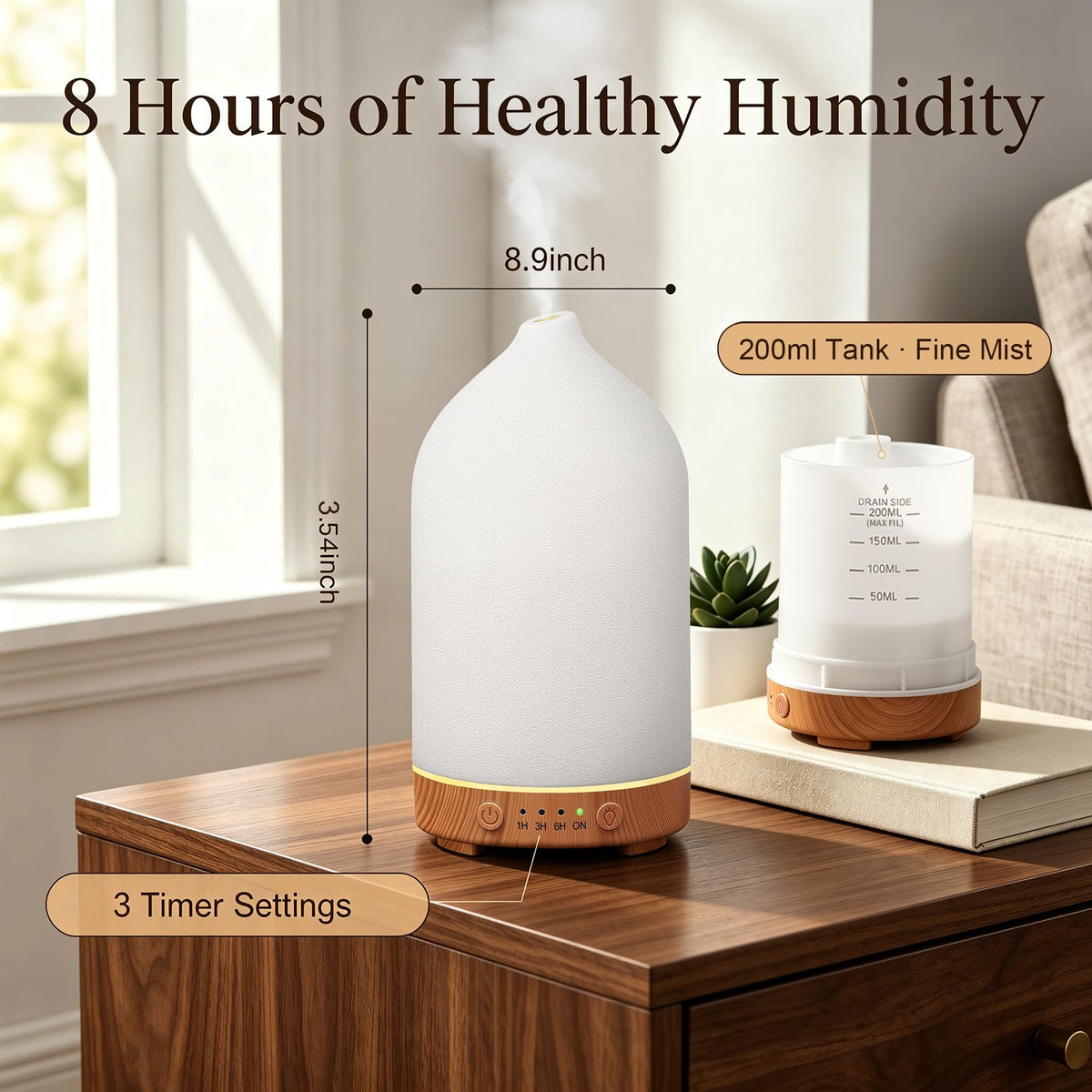 Gooamp 200ML Ceramic Essential Oil Diffuser for Home, Stone Diffuser