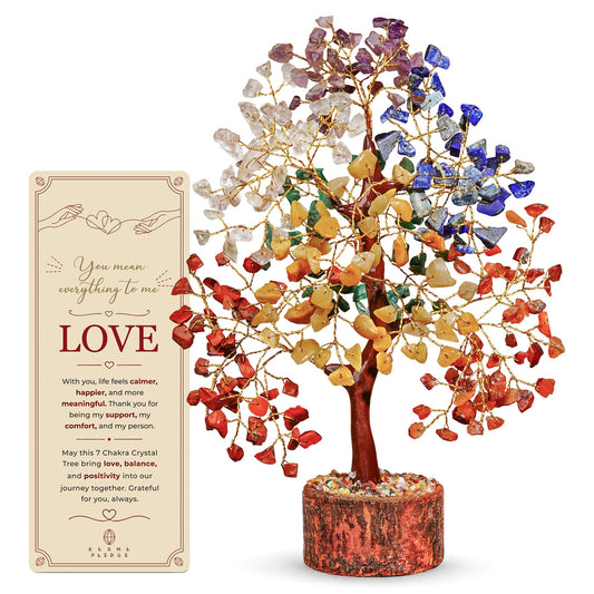 KarmaPledge 7 Chakra Tree of Life Unique Birthday Gifts for Women, Wife, Girlfriend & Loved Ones, Handmade Healing Crystal Tree for Home and Office Decor, Bring Positivity, Money & Good Luck