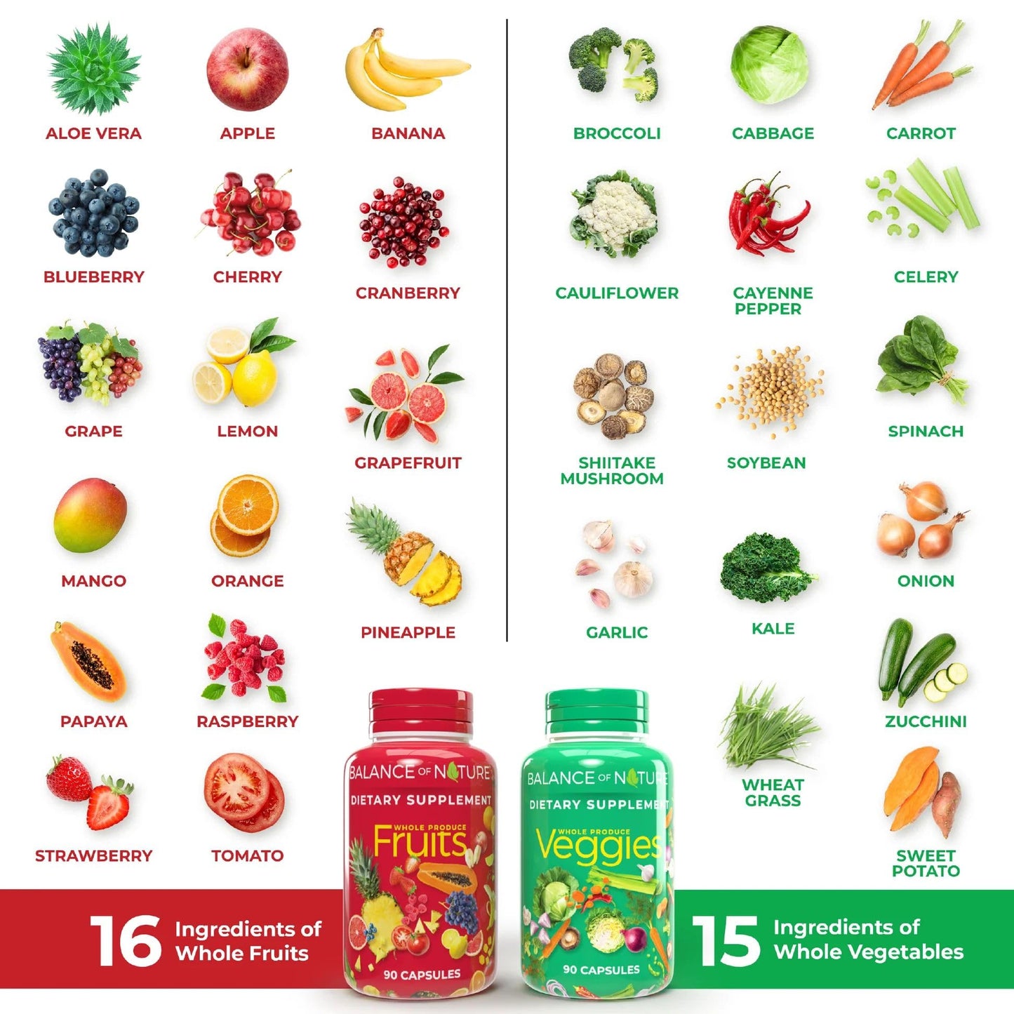 Balance of Nature Whole Food Supplement, Fruit & Veggies, 60 Servings