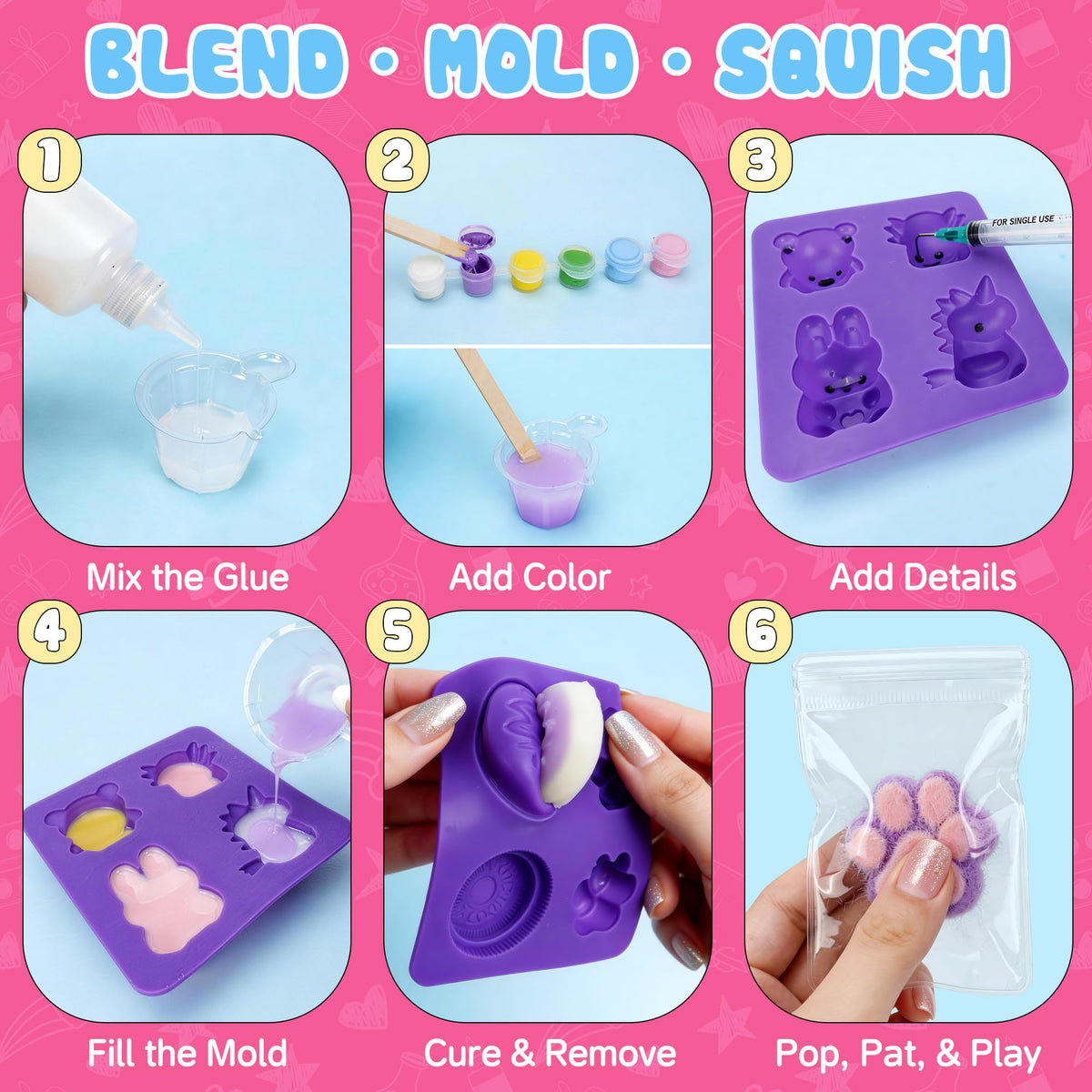 Make Your Own Taba Squishy Kit - DIY Squishy Making Kit with 8 Molds