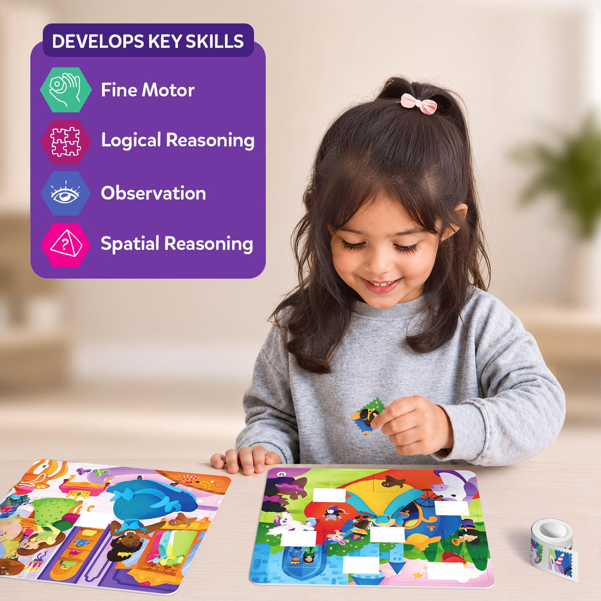 Skillmatics Puzzle Activity – Tape It Unicorn & Princess Sticker Puzzles