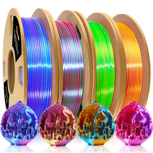 LOVOON 3D Printer Filament Bundle, Silk PLA Multicolor Filament, 200g x 4