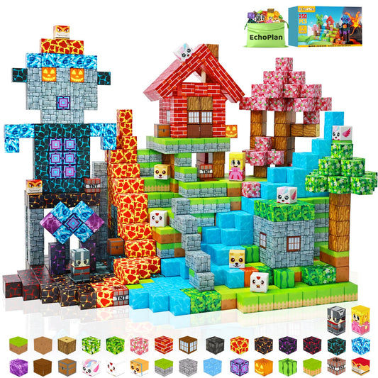 EchoPlan 150PCS Magnetic Blocks, Magnetic Building Blocks for Boys Girls