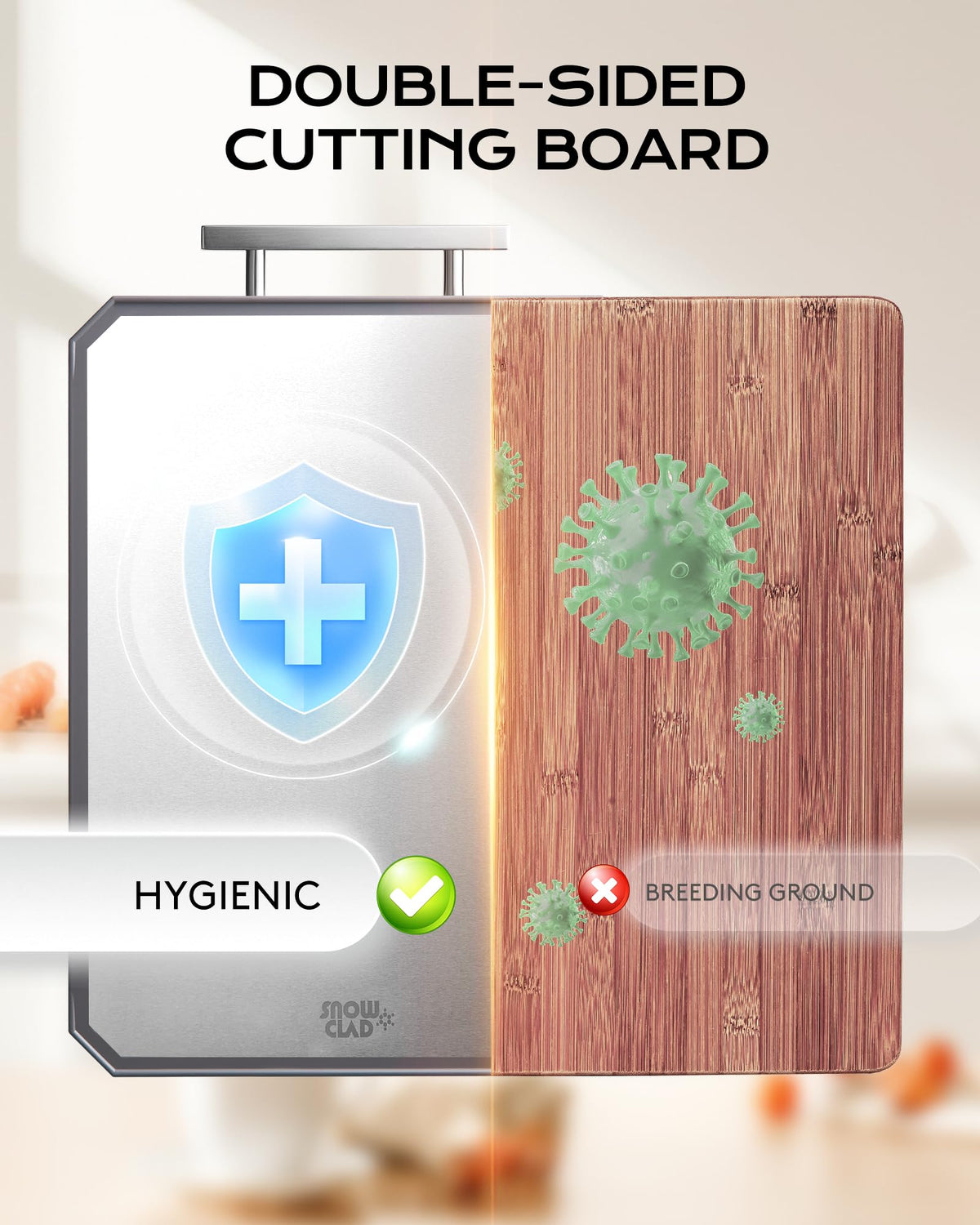 SNOWCLAD Stainless Steel Cutting Board,Non Toxic chopping for kitchen