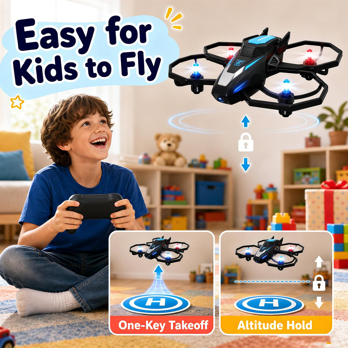 Drones for Kids with 1080P Camera，Remote Control RC Quadcopter for Beginner