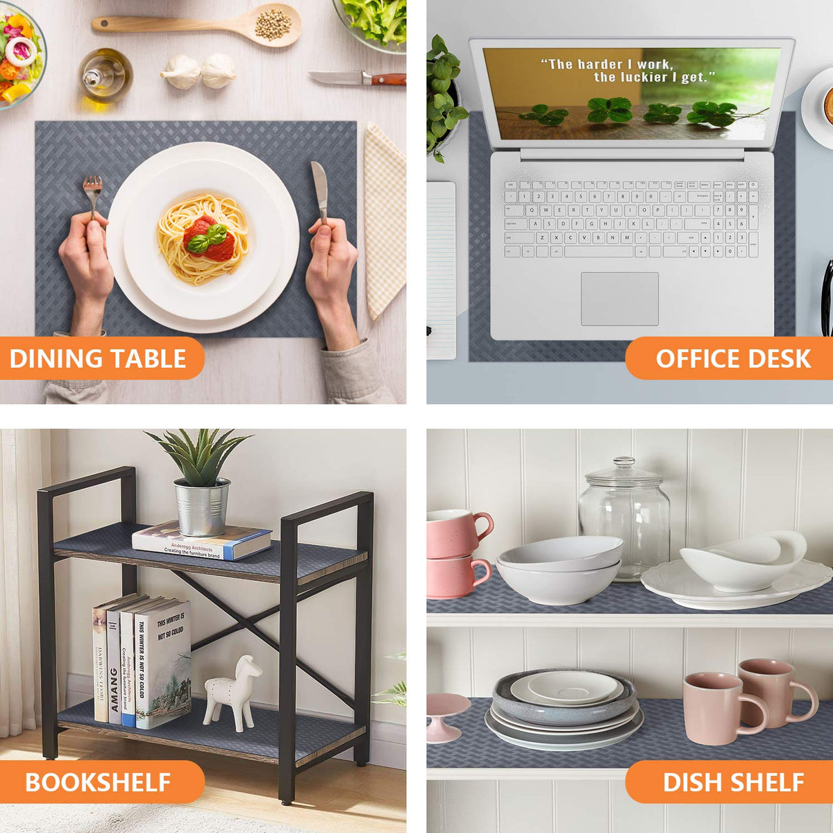 StaHom Shelf Liners for Kitchen Cabinets Non Adhensive,Gray 11.8"× 59"