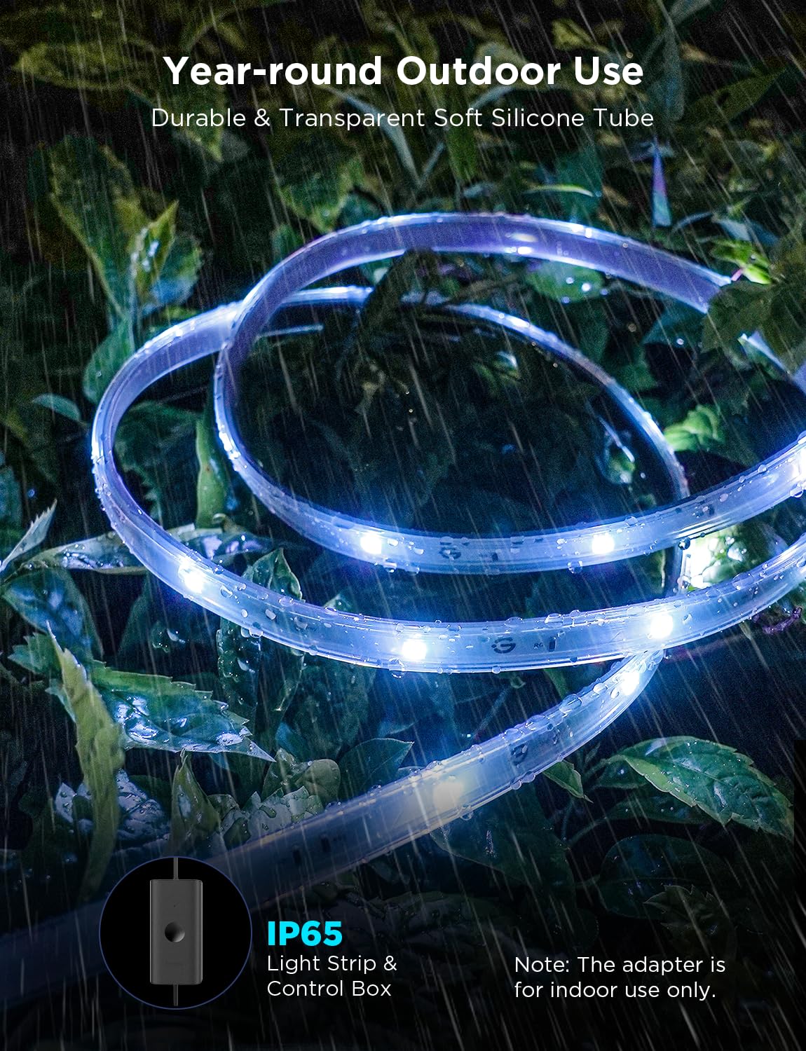 Govee Outdoor LED Strip Lights, 98.4ft Smart Outdoor Lights Work with Alexa and Google Assistant, App Control, IP65 Waterproof, RGBIC Lights for Patio, Eave, Party Decorations