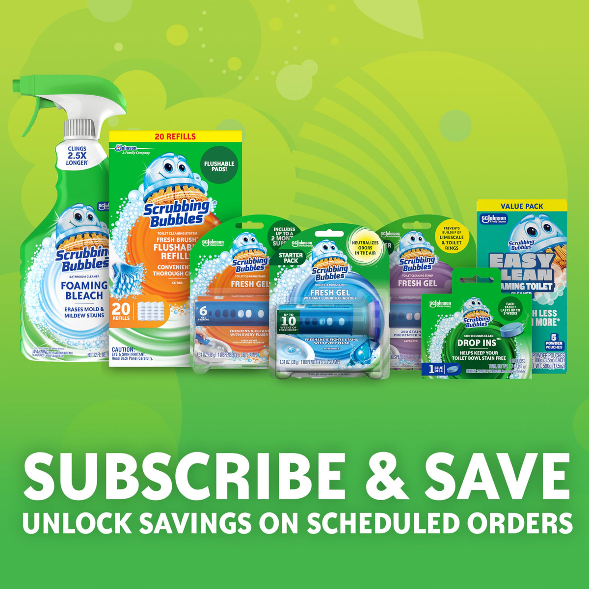 Scrubbing Bubbles Flushable Toilet Wand Refills, Fresh Brush Toilet Cleaner Refill Pads, Cleans Limescale & Fights Odors, Citrus Scent, 20 Count, Pack of 1