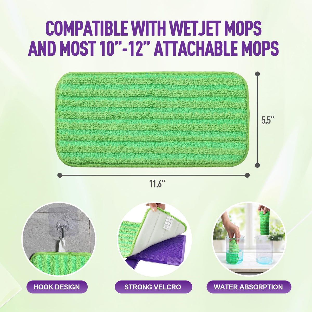 Reusable Mop Pads for Swiffer WetJet, 6 Pack