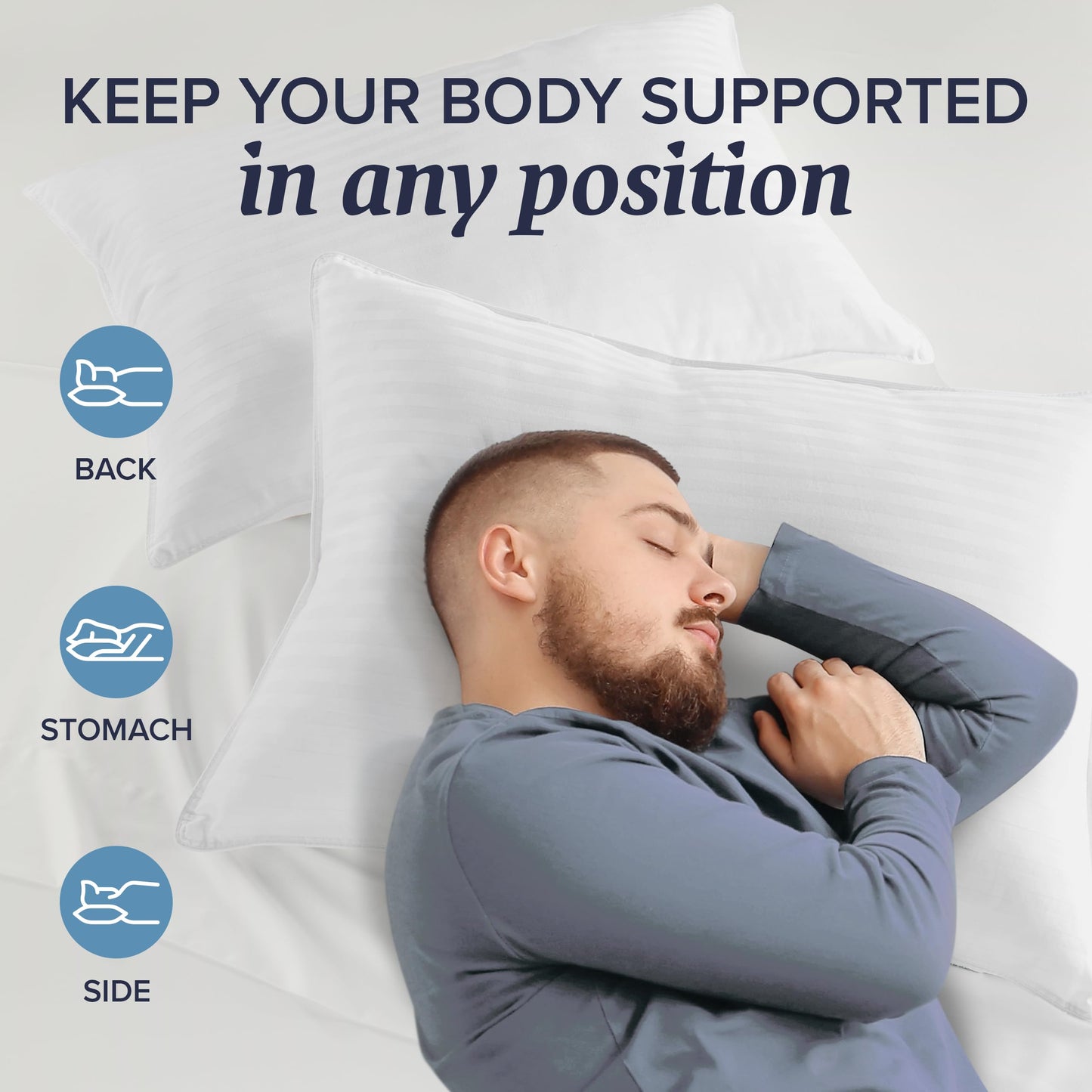 Beckham Hotel Collection King Size Memory Foam (Adjustable Fill) Bed Pillows Set of 2 - Cooling Shredded Foam Pillow for Back, Stomach or Side Sleepers