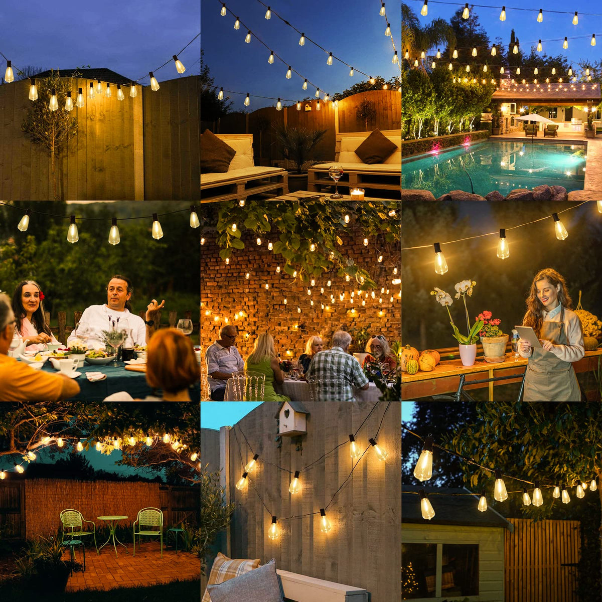 Brightever 100FT Outdoor String Lights 52 Bulbs, Waterproof Patio Lights