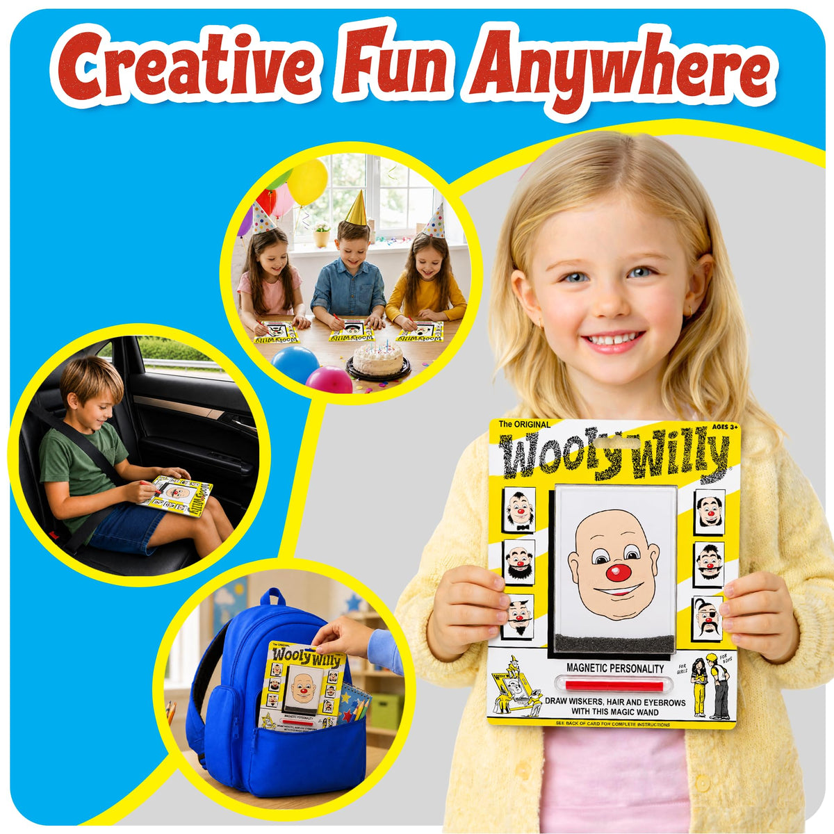 Wooly Willy Original, Favorite Retro Toys for Boys & Girls - 3 4 5 6 7 8 Year Old Boy Birthday Gifts - Toys for 4 Year Old Boy - Car Travel Road Kids Game - Travel Essentials Games for Ages 3+