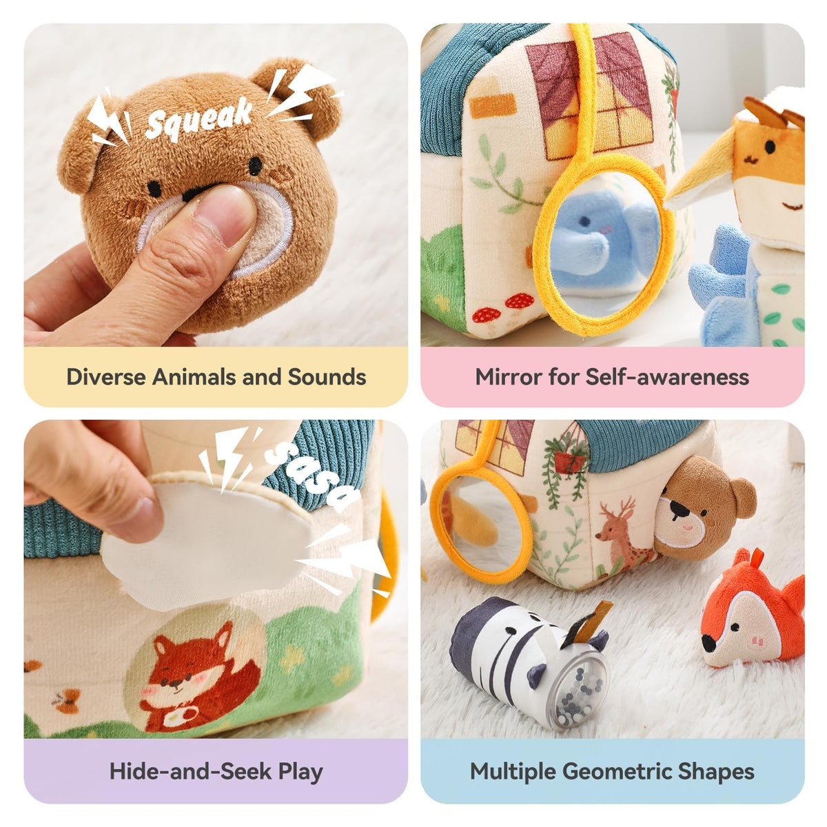 Baby Sensory Toys 6-12 Months Soft Rattle Plush Barn Animal Baby Boy Gifts