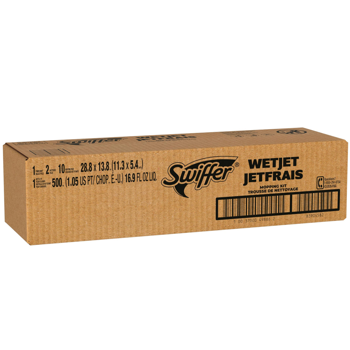 Swiffer WetJet Hardwood and Floor Spray Mop Cleaner Starter Kit, Includes: 1 Power Mop, 10 Pads, Cleaning Solution, Batteries