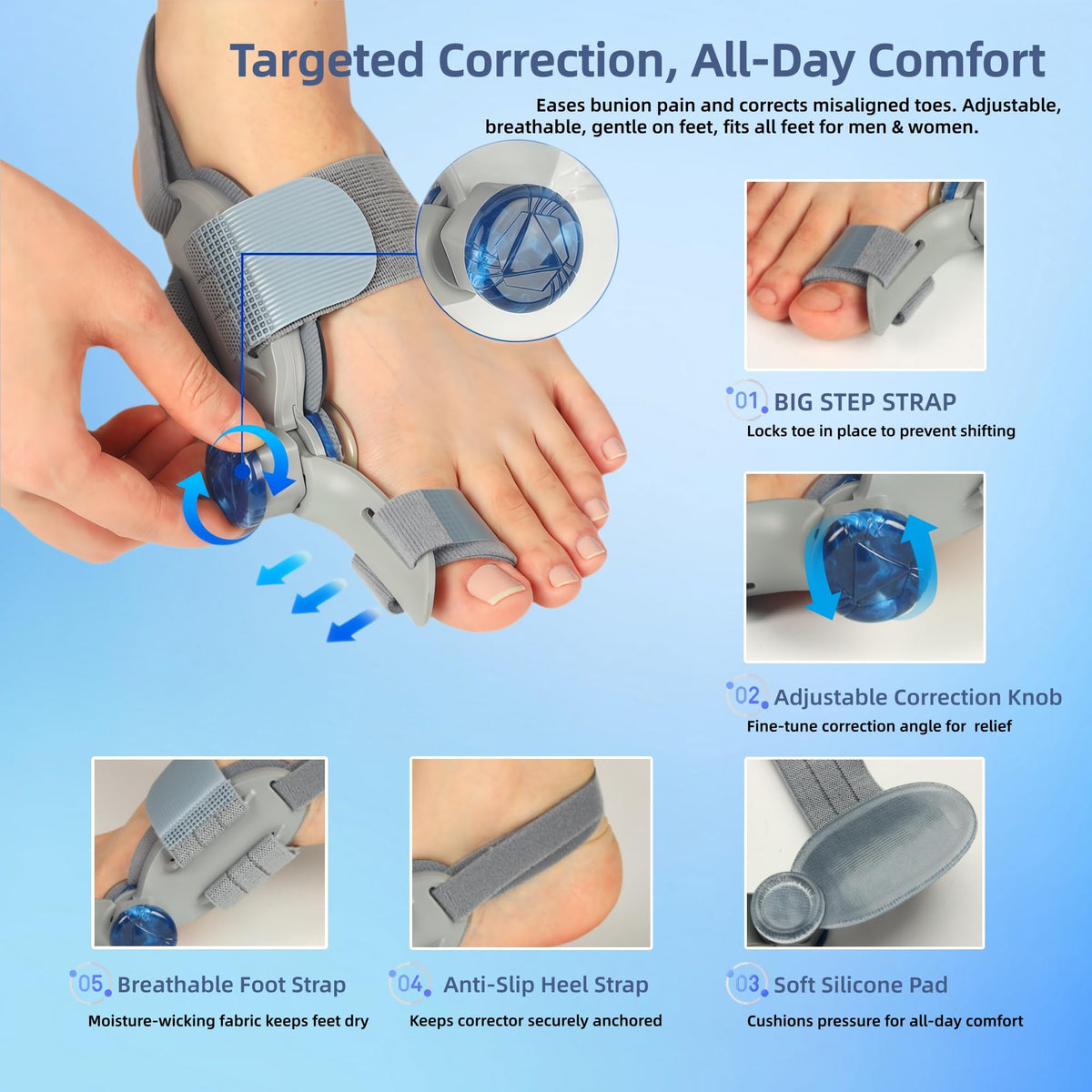 YLGNKIA Bunion Corrector for Women & Men, Adjustable Big Toe Straightener