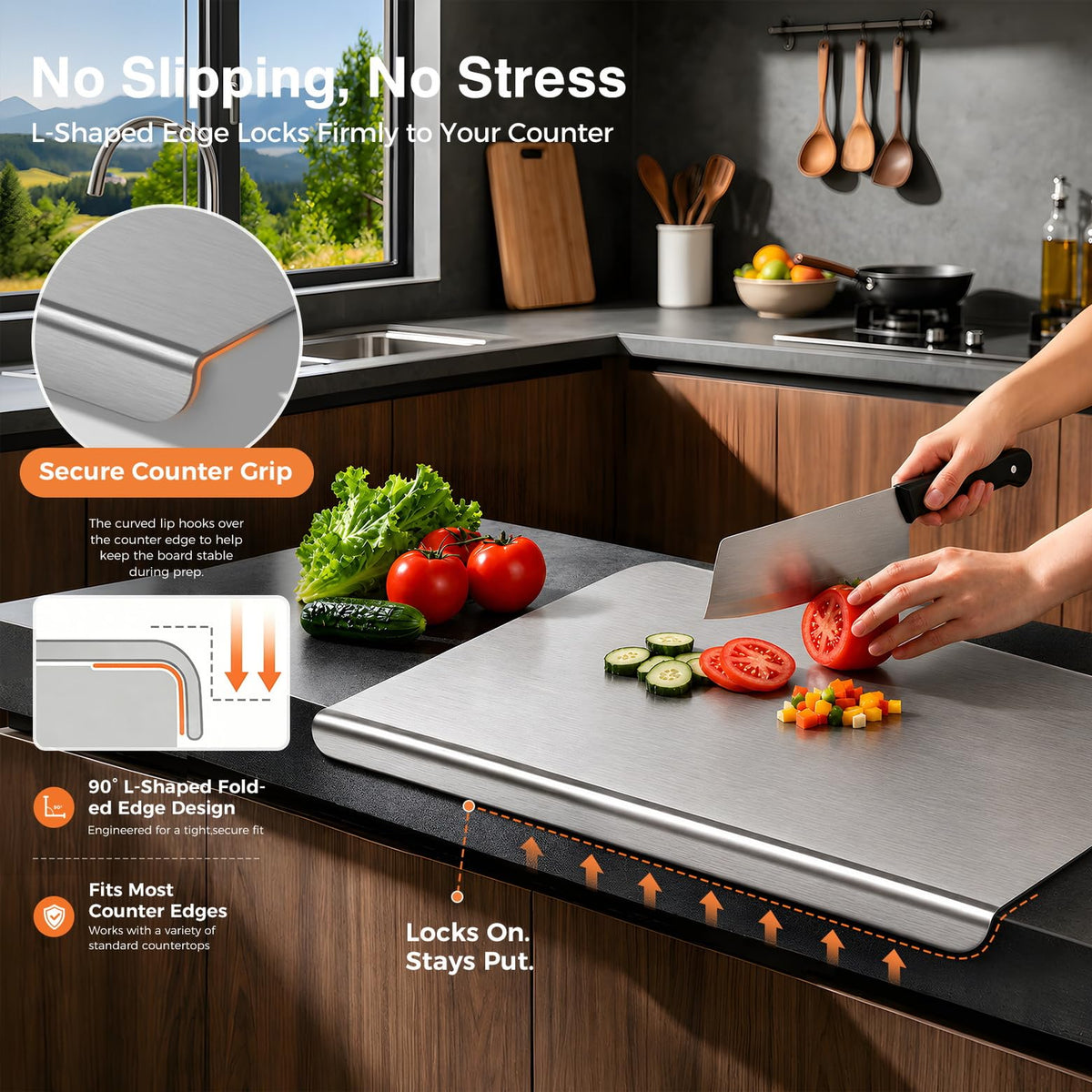Titanium Cutting Boards for Kitchen, Double-sided non-toxic Pure Titanium Cutting Board, Dishwasher Safe Chopping & Kneading Board for Meat, Fruits, Vegetables & Baking,16 * 12