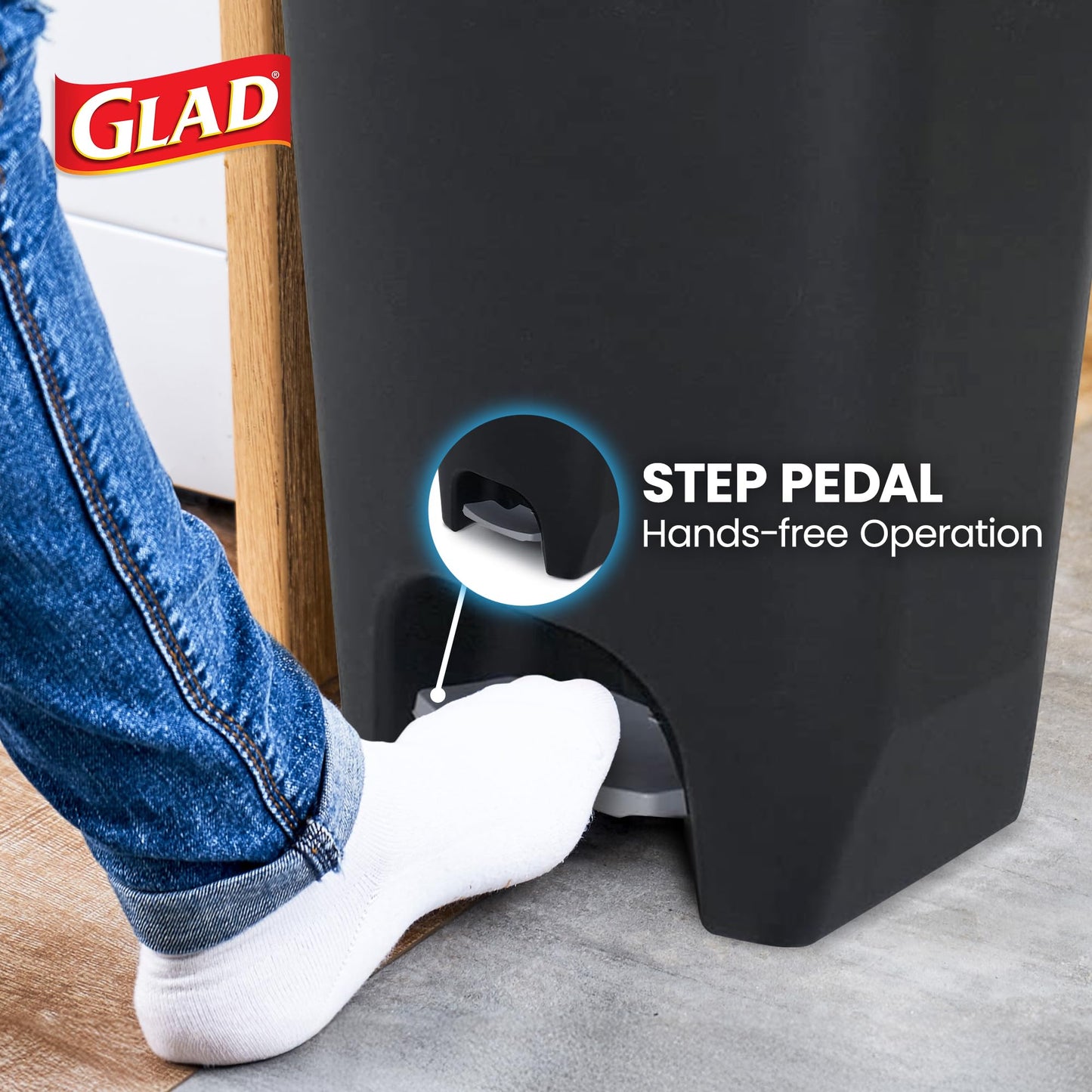 Glad Trash Can with Clorox Odor Protection | Plastic Bin, 13 Gal, Black