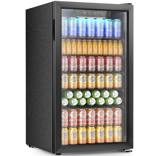Electactic Mini Fridge 130 Can Beverage Refrigerator Cooler, 3.1 Cu.Ft Drink Fridge for Soda Wine Beer, Adjustable Temperature Control for Home Office, Black