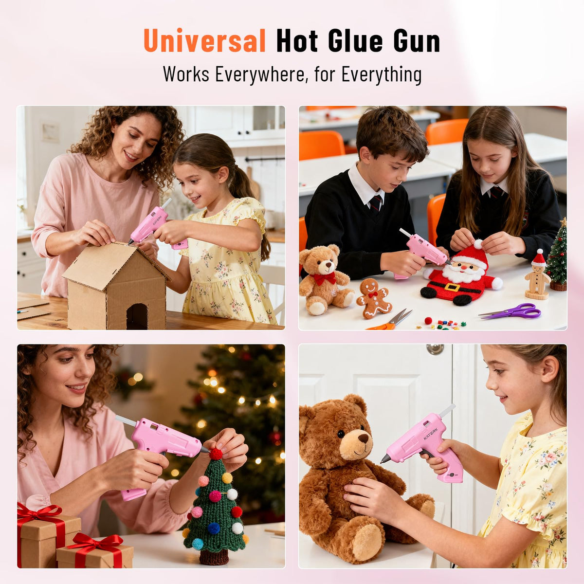 Katerk 3.7V Cordless Hot Glue Gun Kit with 15 Glue Sticks, 90s Fast Heating