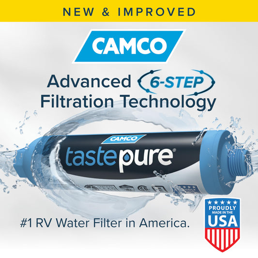 Camco Tastepure RV Water Filter - GAC & KDF Filtration - Made in the USA