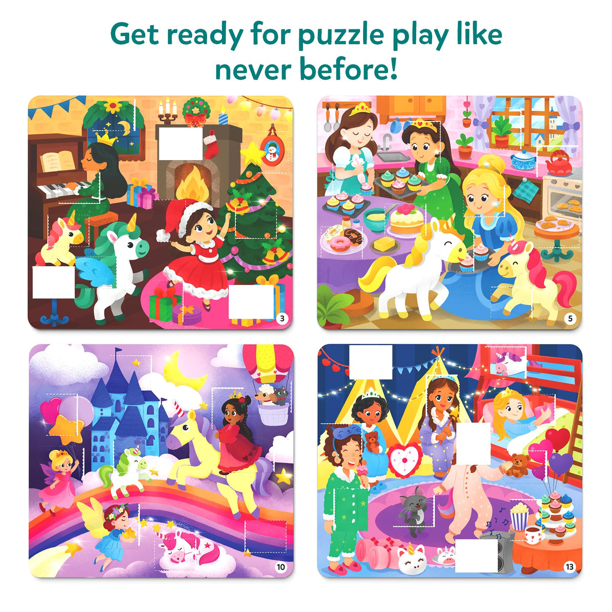Skillmatics Puzzle Activity – Tape It Unicorn & Princess Sticker Puzzles