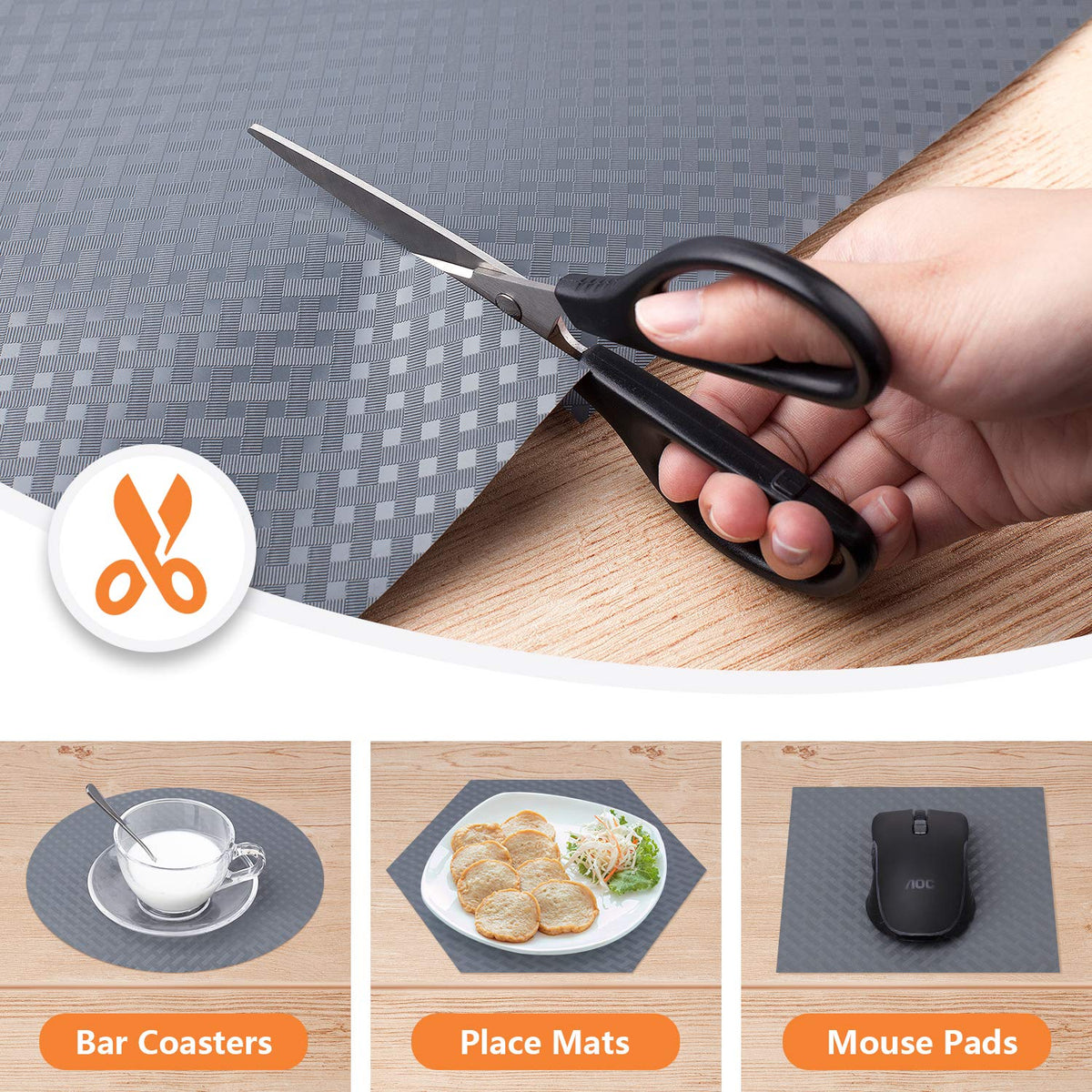 StaHom Shelf Liners for Kitchen Cabinets Non Adhensive,Gray 11.8"× 59"