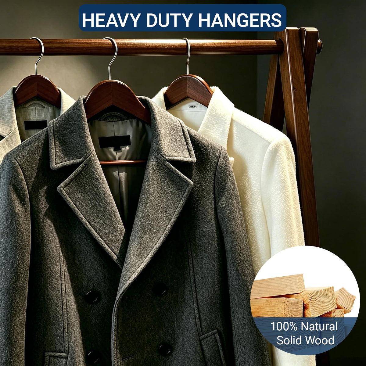 Amber Home 30 Pack Retro Wooden Coat Hangers, Wood Suit Hangers