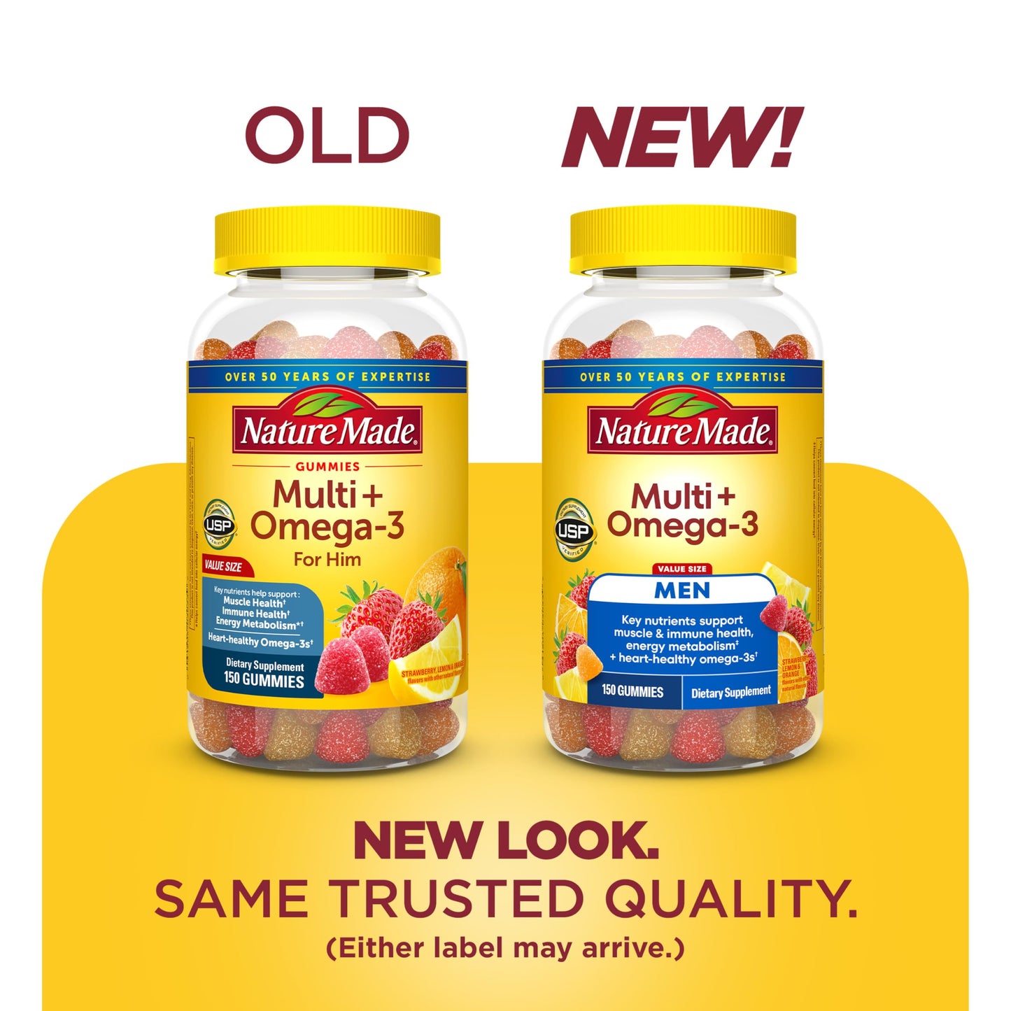 Nature Made Mens Multivitamin Gummies with Omega-3, 150 Count
