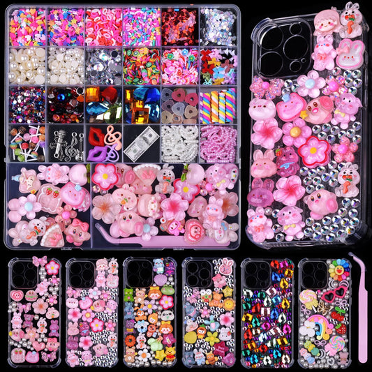 DIYCICO 3980 Pcs Junk Case Charms Kit for Phone Case,Slime Craft,Cute Nail Art Charms Pink
