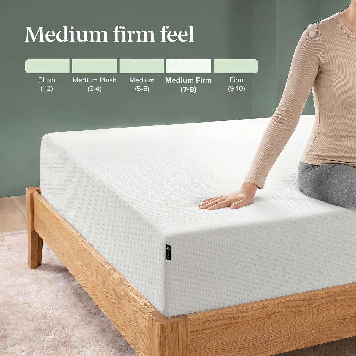 Zinus Memory Foam 12 Inch Green Tea Mattress, King, White