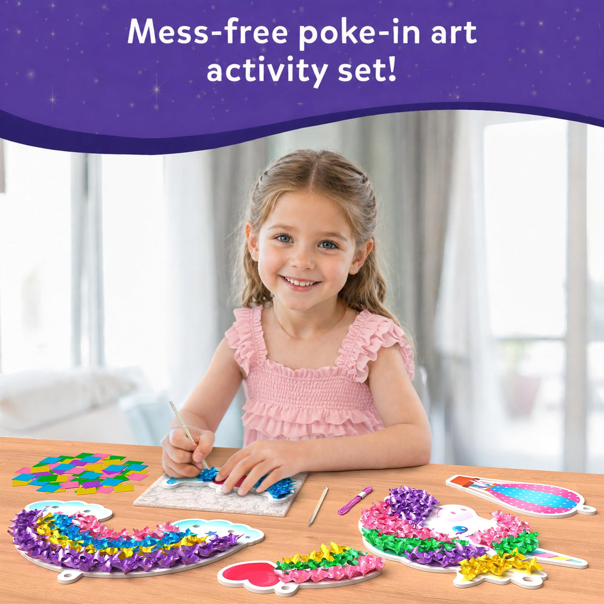Skillmatics Poke-in Art – Magical Unicorns, Wood Craft Kit, Gift for Kids
