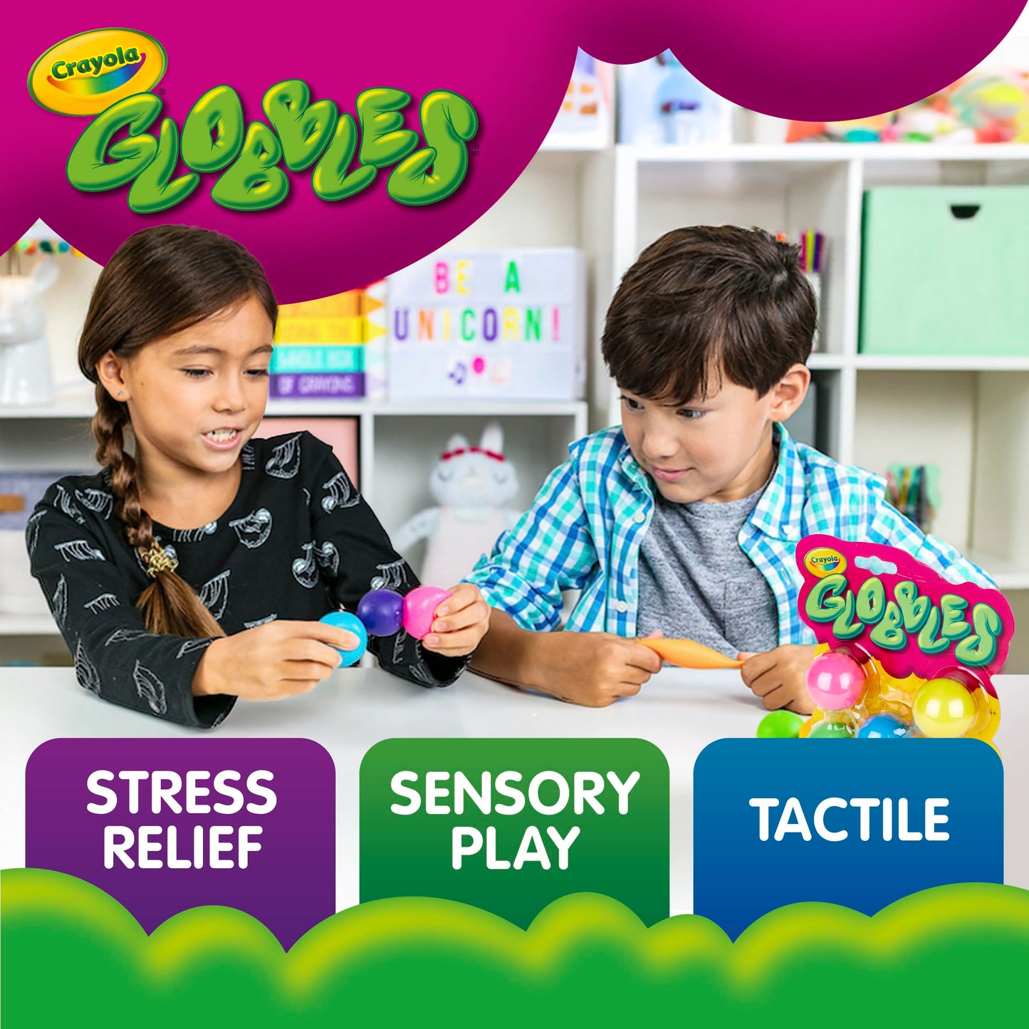 Crayola Globbles Fidget Toy (6ct), Sticky Stress Ball for Adults & Kids, Squishy Balls, Calming Sensory Gifts for Stress Relief
