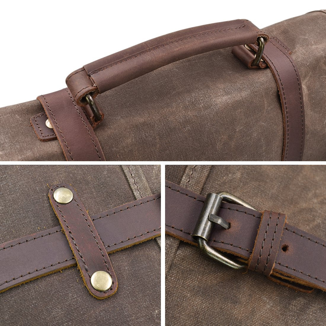 NEWHEY Mens Messenger Bag 15.6 Inch Business Office Work Briefcase Brown