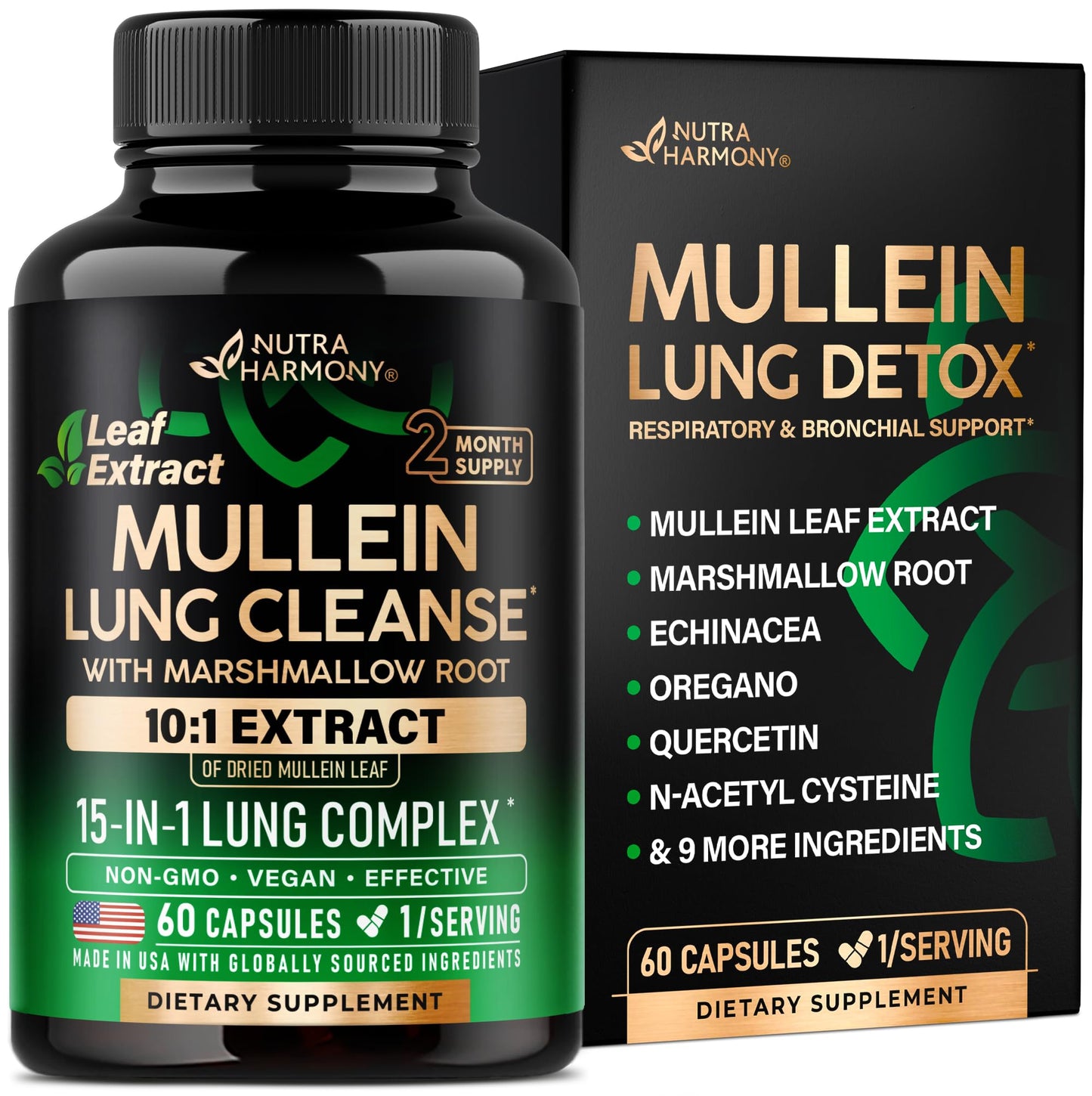 Mullein Lung Detox - Mullein Leaf 10:1 Extract Supplement - 60 Vegan Caps