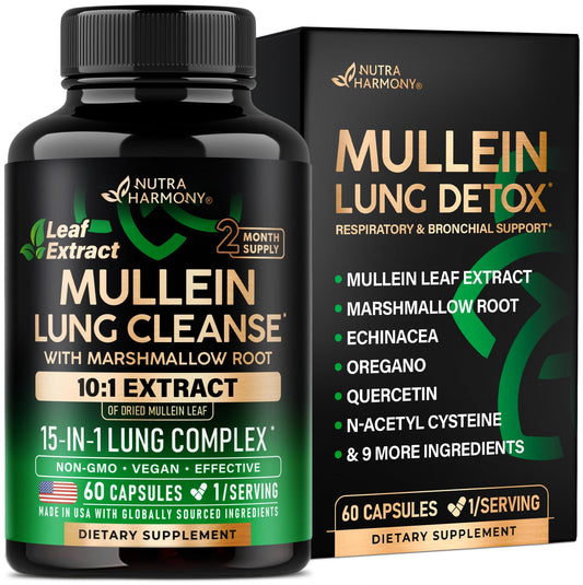 Mullein Lung Detox - Mullein Leaf 10:1 Extract Supplement - 60 Vegan Caps