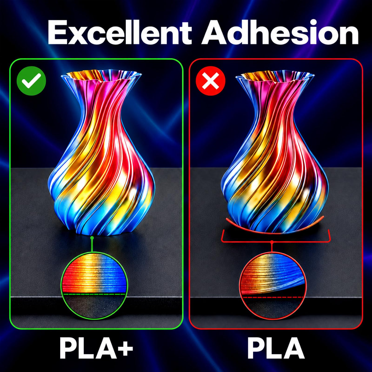 Meuymeu 8P Multicolor Glow in the Dark PLA+ & Tricolor Silk Filament 1.75mm