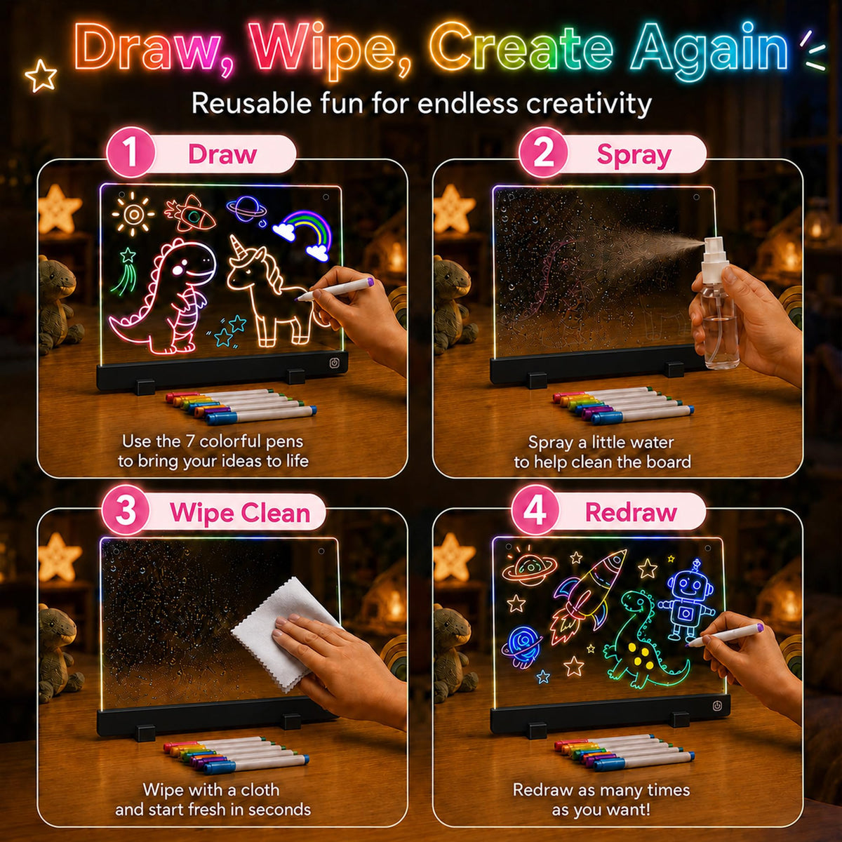 16-Inch LED Drawing Board for Kids Party Supplies Crafts for Kids Ages 4-8