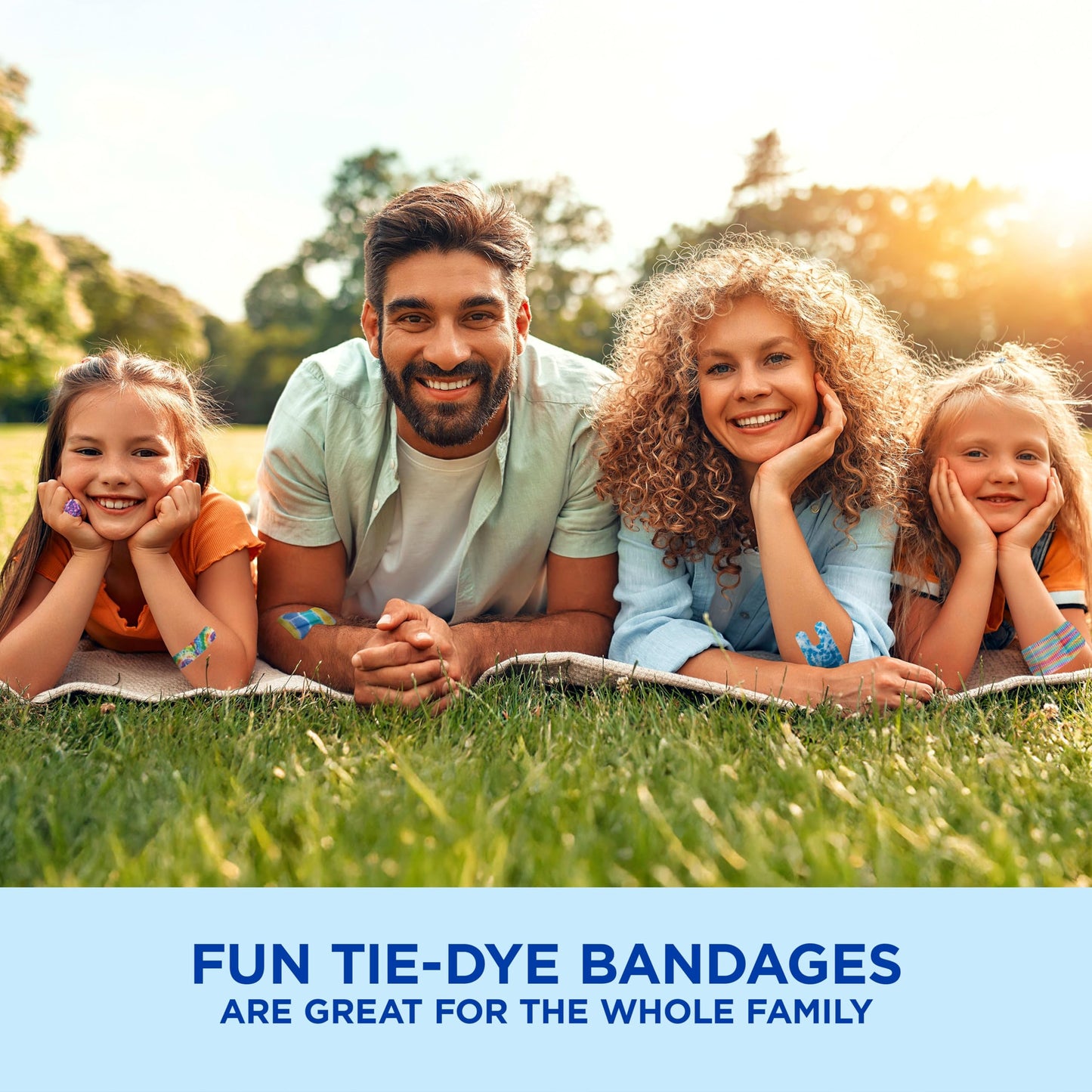 BAND-AID Brand Flexible Fabric Adhesive Bandages, Tie-Dye Designs, 100 Ct